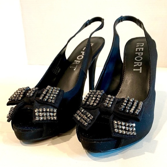 🌸Report - Black Sling Back Platform Dress Shoes Size 8.5 - Picture 2 of 10